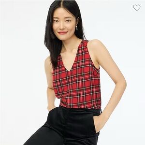 NWT Gorgeous J Crew Red Plaid V Neck‎ Sleeveless Top Medium
